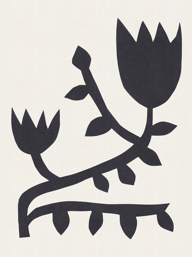 Black branch with two flowers