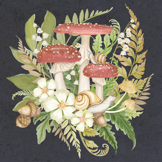 Cottage Ferns & Mushrooms 3 Canvas Print