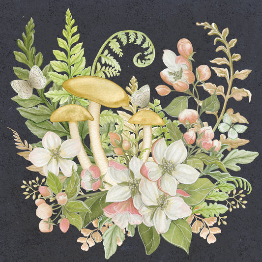Cottage Ferns & Mushrooms 5 Canvas Print