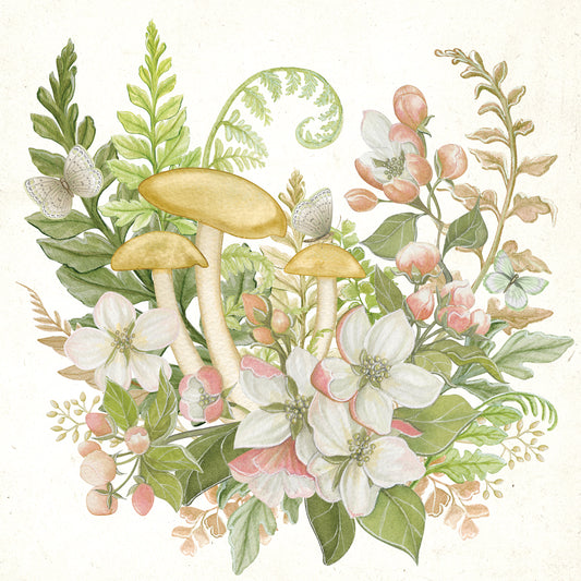 Cottage Ferns & Mushrooms 6 Canvas Print