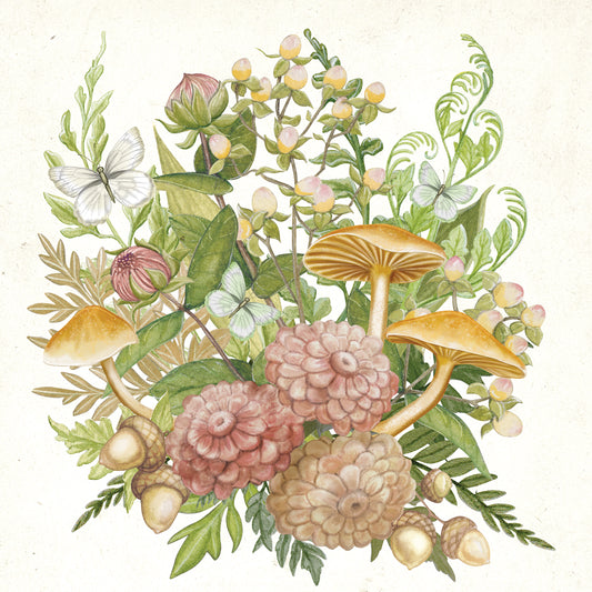 Cottage Ferns & Mushrooms 8 Canvas Print