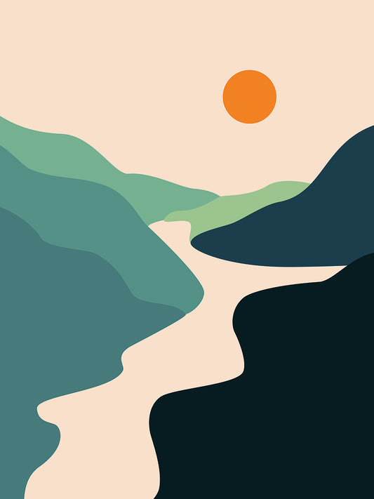 Sun, River, Mountains I Canvas Print