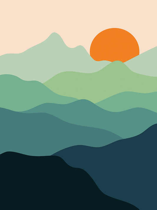 Sun, River, Mountains II Canvas Print
