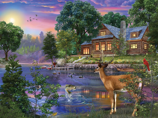White Tail Deer Lakehouse Canvas Print
