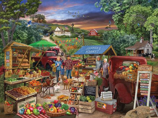Red Trucks Farm Market Canvas Print