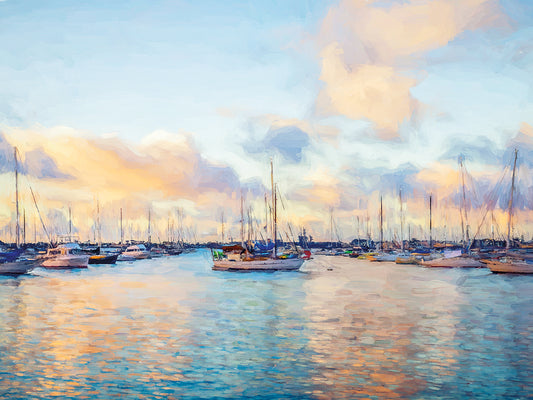 San Diego Harbor Nautical Painterly Style Canvas Print