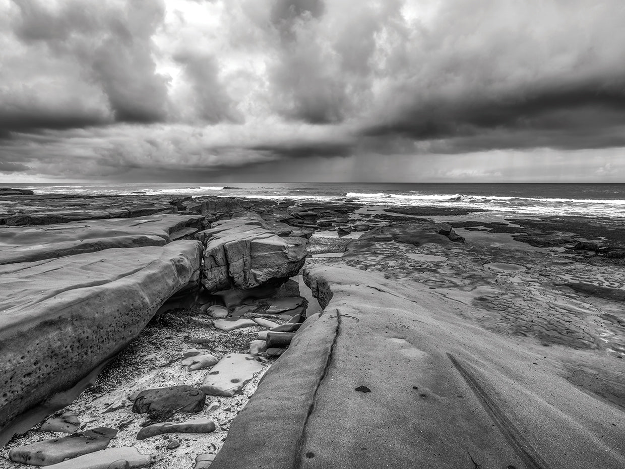 Stormy La Jolla Coast Monochrome