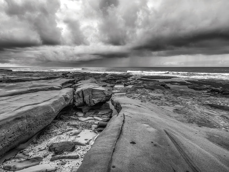 Stormy La Jolla Coast Monochrome