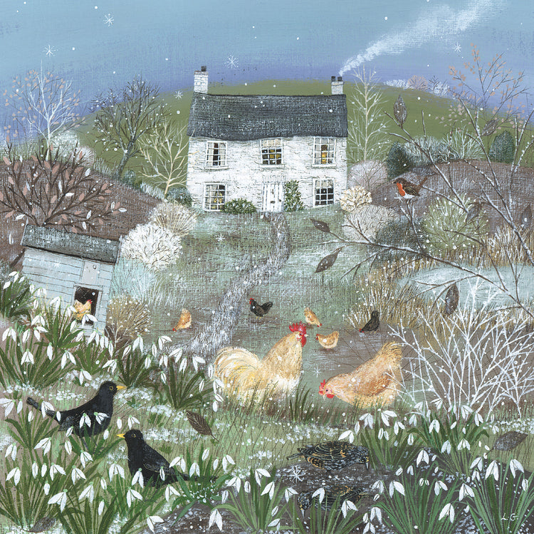 Chickens in a Winter Garden