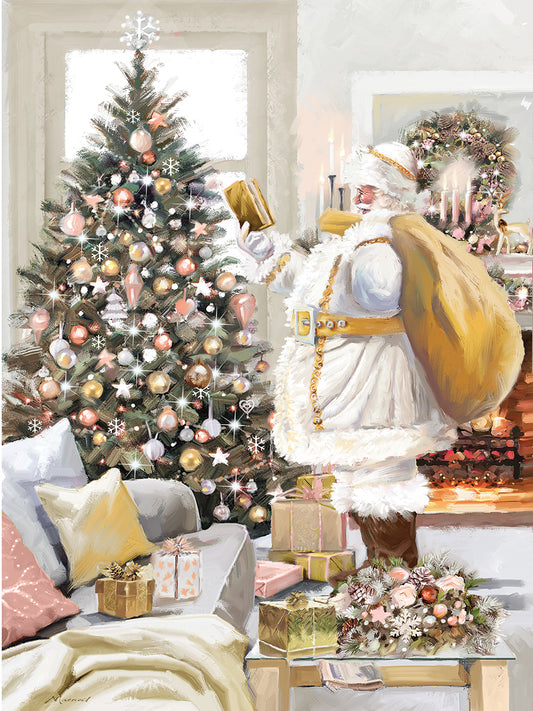 Santa In White Checking List Canvas Print