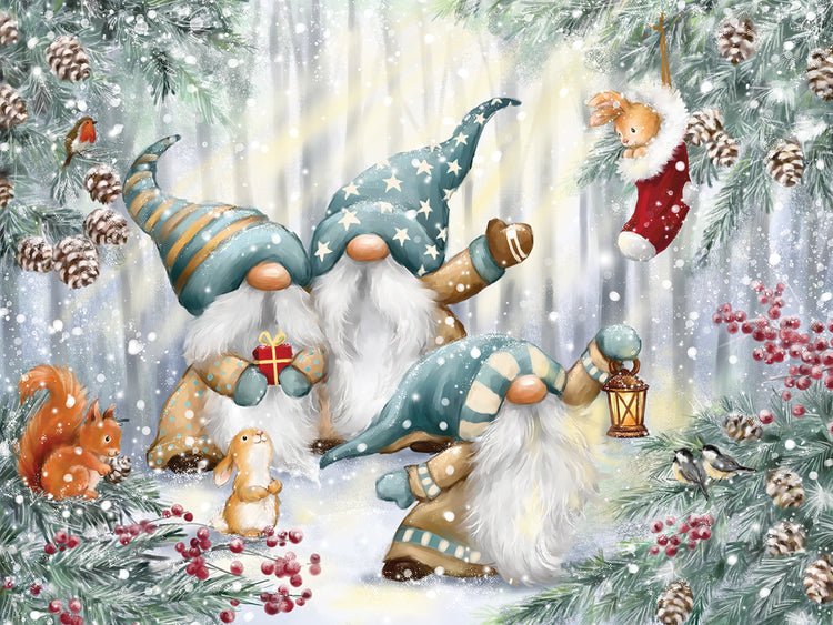 Gnomes in Snowy Forest
