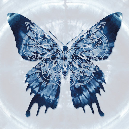 Butterfly Indigo Batik Mandala Canvas Print