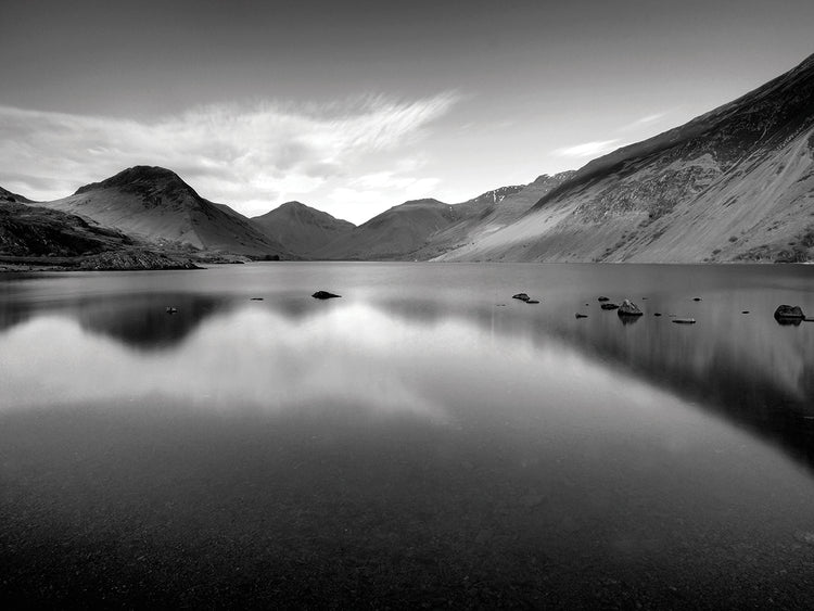 Lake and Mountains BW