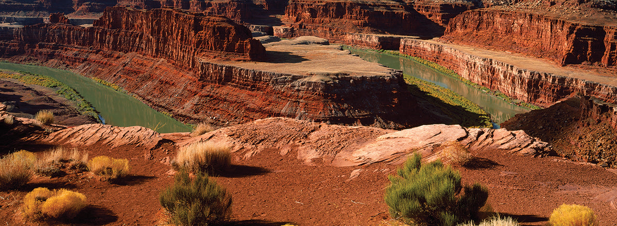 High angle view of a river flowing through a canyon, Dead Horse Point State Park, Utah, USA