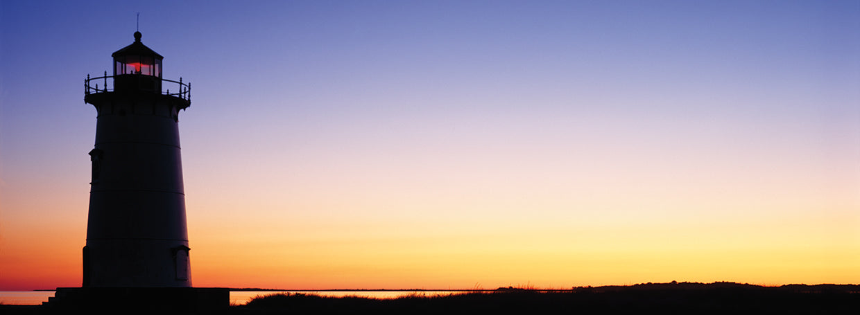Silhouette of a lighthouse, Edgartown, Martha's Vineyard, Massachusetts, USA