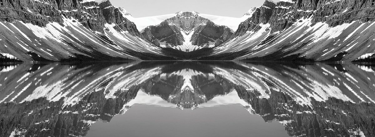 Reflection of mountains in a lake, Bow Lake, Banff National Park, Alberta, Canada