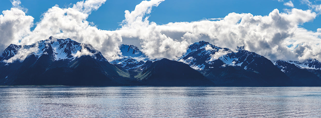 Scenic view of mountain range, Resurrection Bay, Kenai Peninsula, Seward, Alaska, USA