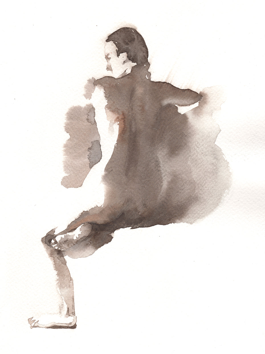 Nude Woman Bodyscape Watercolor