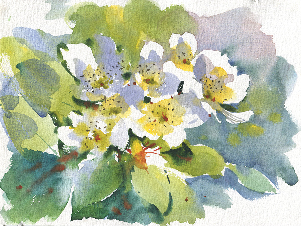 Blooming Apple Tree Watercolor Painting
