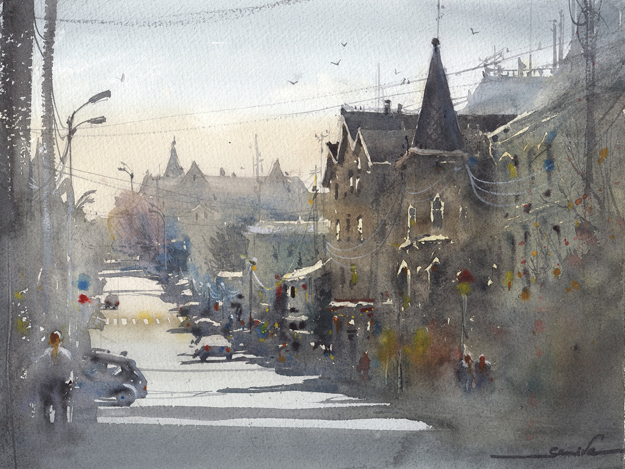 City Landscape Watercolor