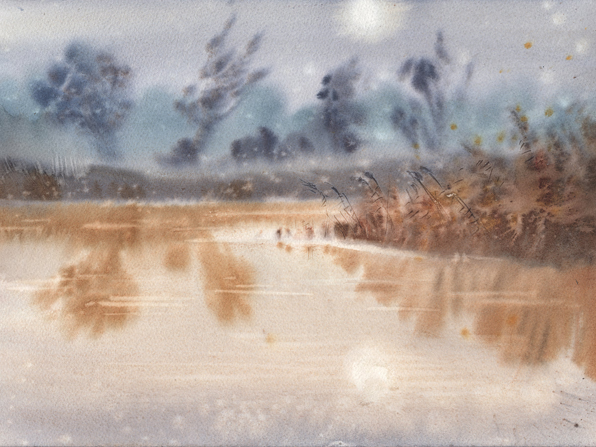 Landscape Painting Watercolor. Relax