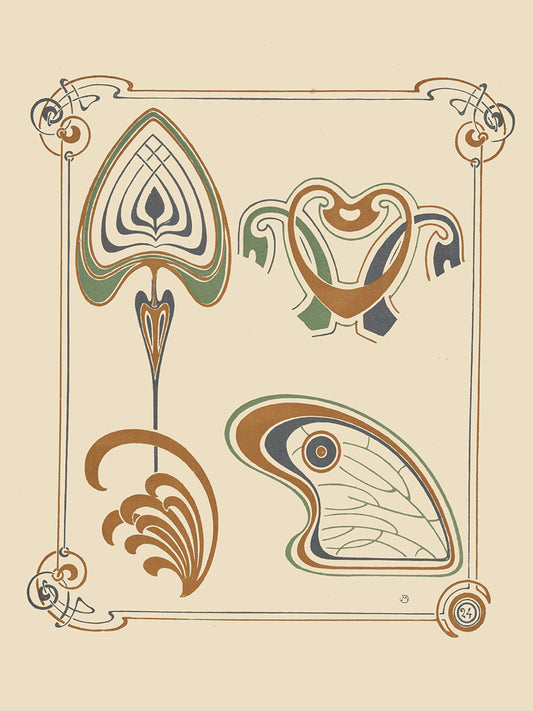 Abstract design based on wings and leaf shapes. (1900)