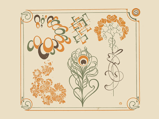 Abstract design based on flowers and curvilinear shapes. (1900)