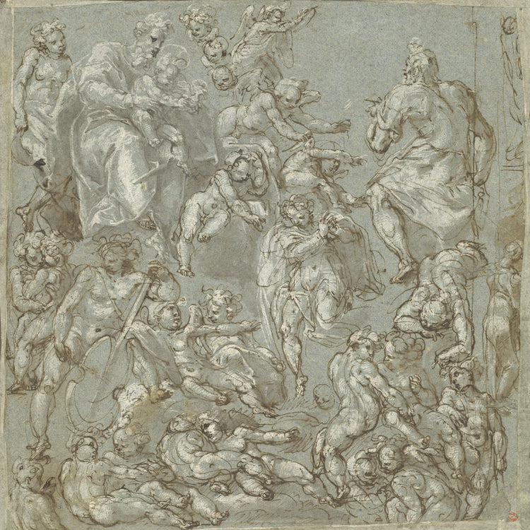 San José y el Niño Jesús con ángeles y amorcillos (1590-1600) Lienzo