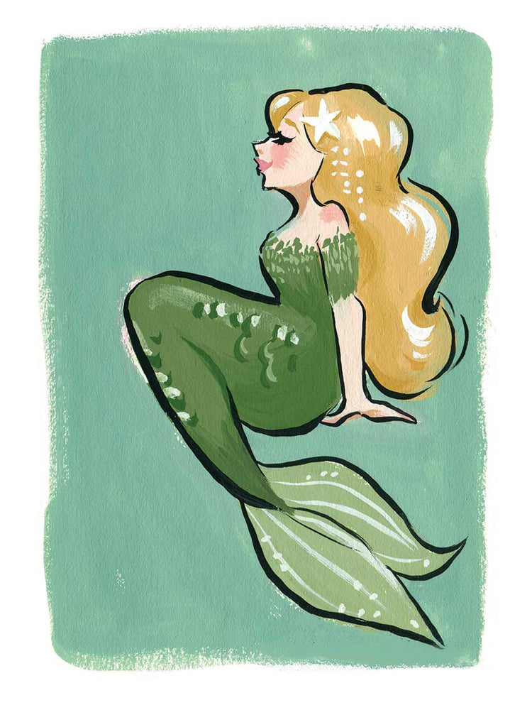 Sirena verde Lienzo