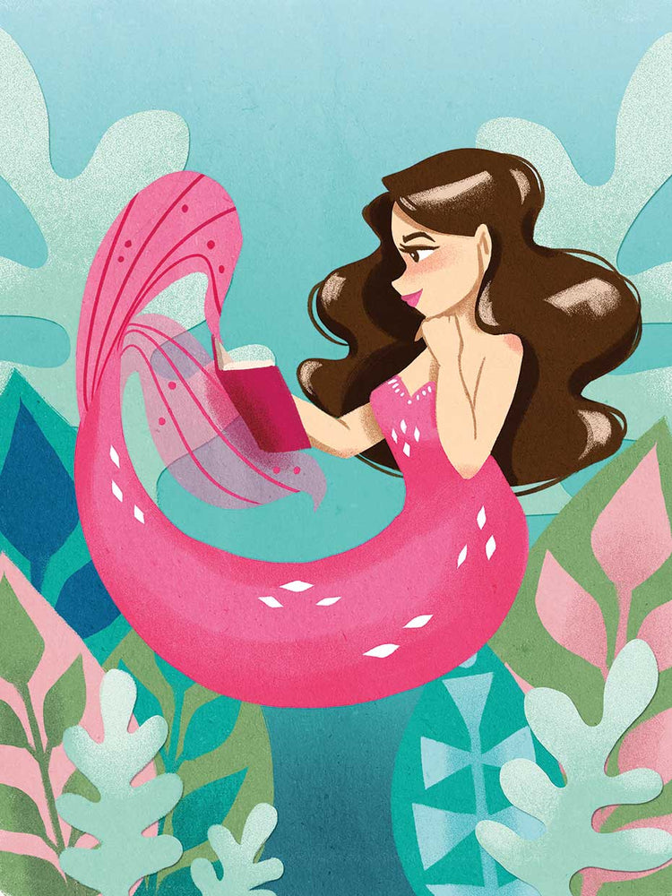 Sirena leyendo Lienzo