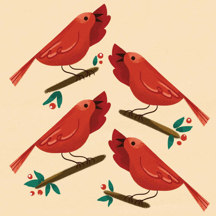 12 días de Navidad 4 pájaros cantando Lienzo