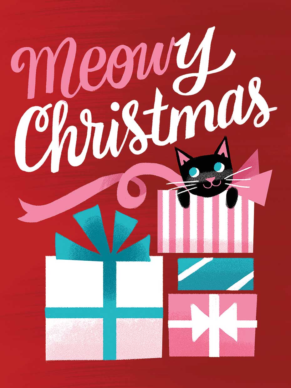 Meowy Navidad Rojo Lienzo