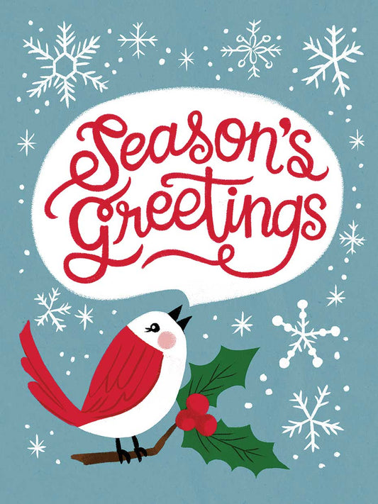 Seasons Greet Greeting Bird Canvas Print