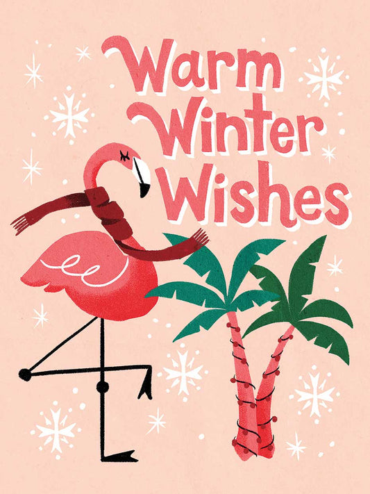 Warm Winter Wishes Flamingo Canvas Print