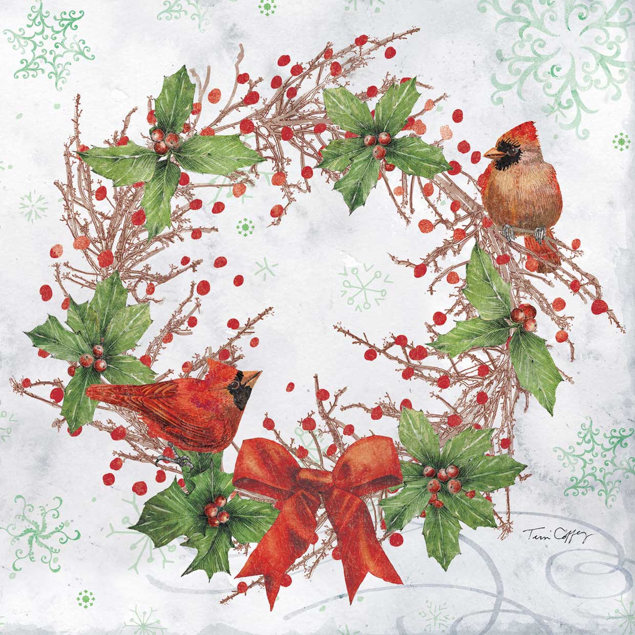 Cardinal Wreath With Bow