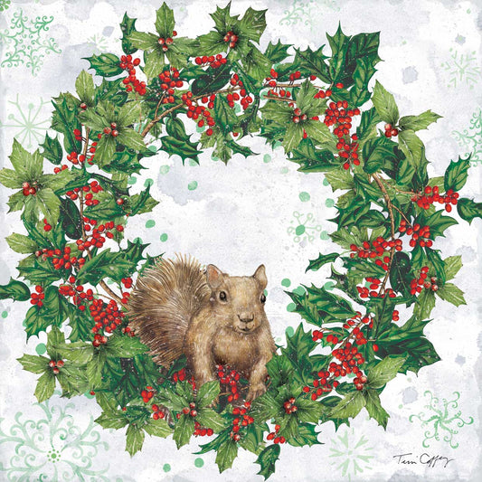 Squirrel Holly Wreath