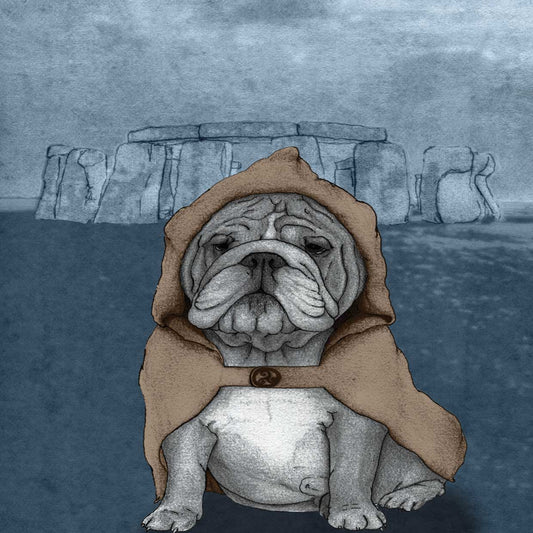 English Bulldog with Stonehenge