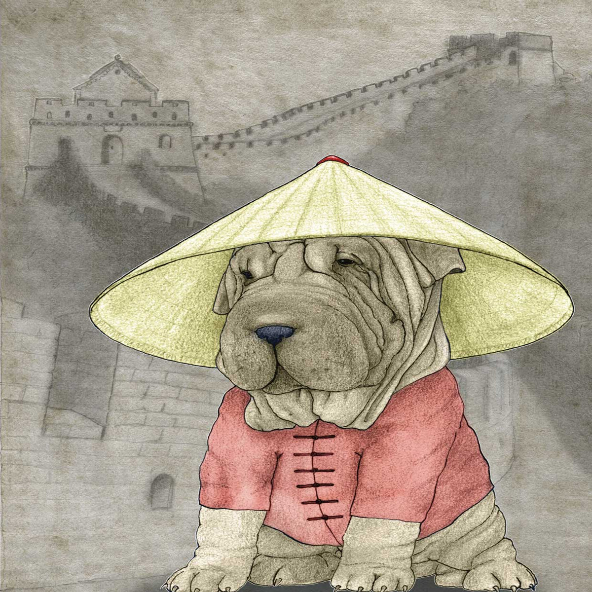 Shar Pei with the Great Wall