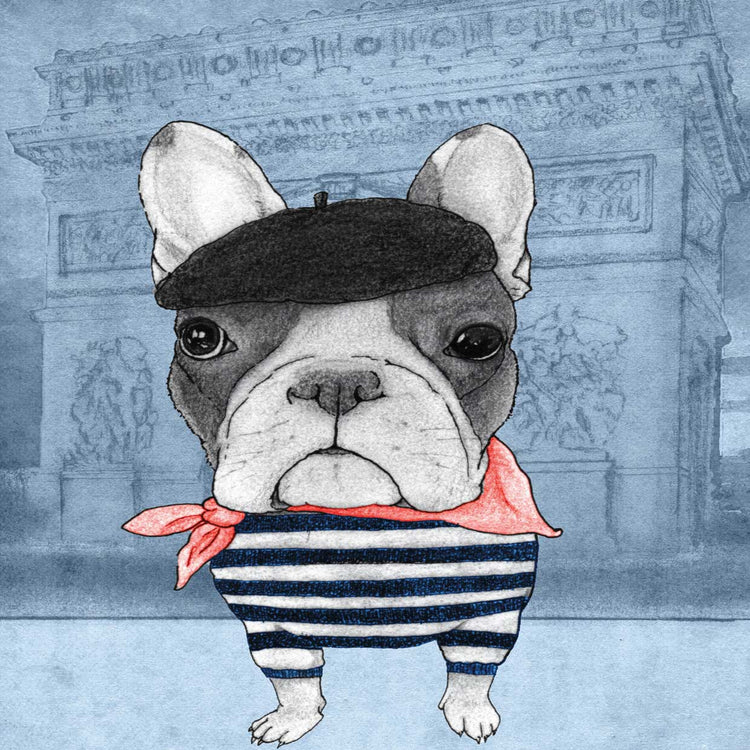 French Bulldog with Arc de Triomphe