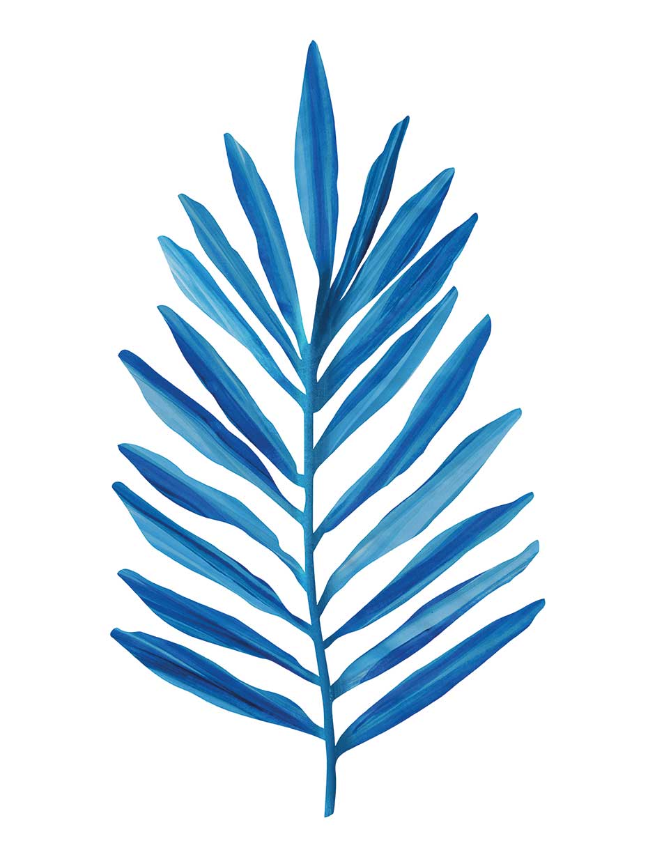 Blue Palm Leaf - Watercolor