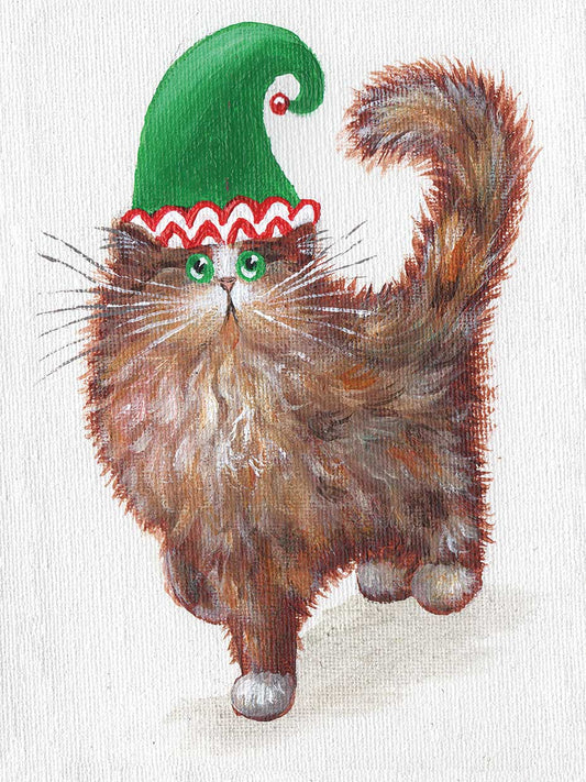 Elf Kitten In A Green Hat Canvas Print
