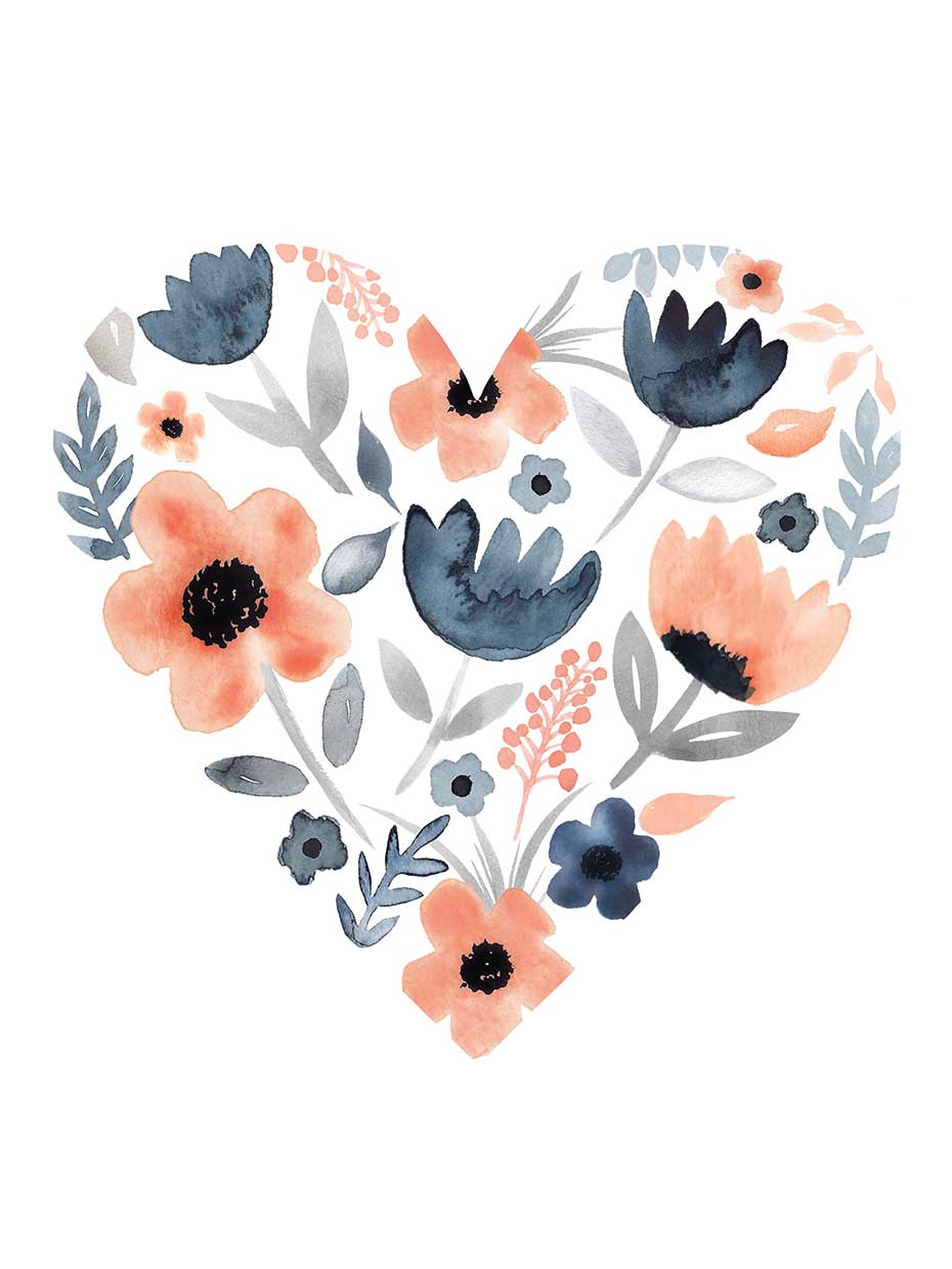 Coral Navy Heart
