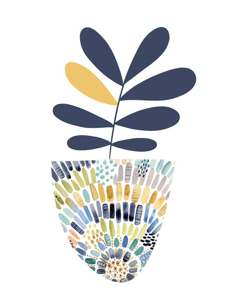 Watercolor Flower Pot