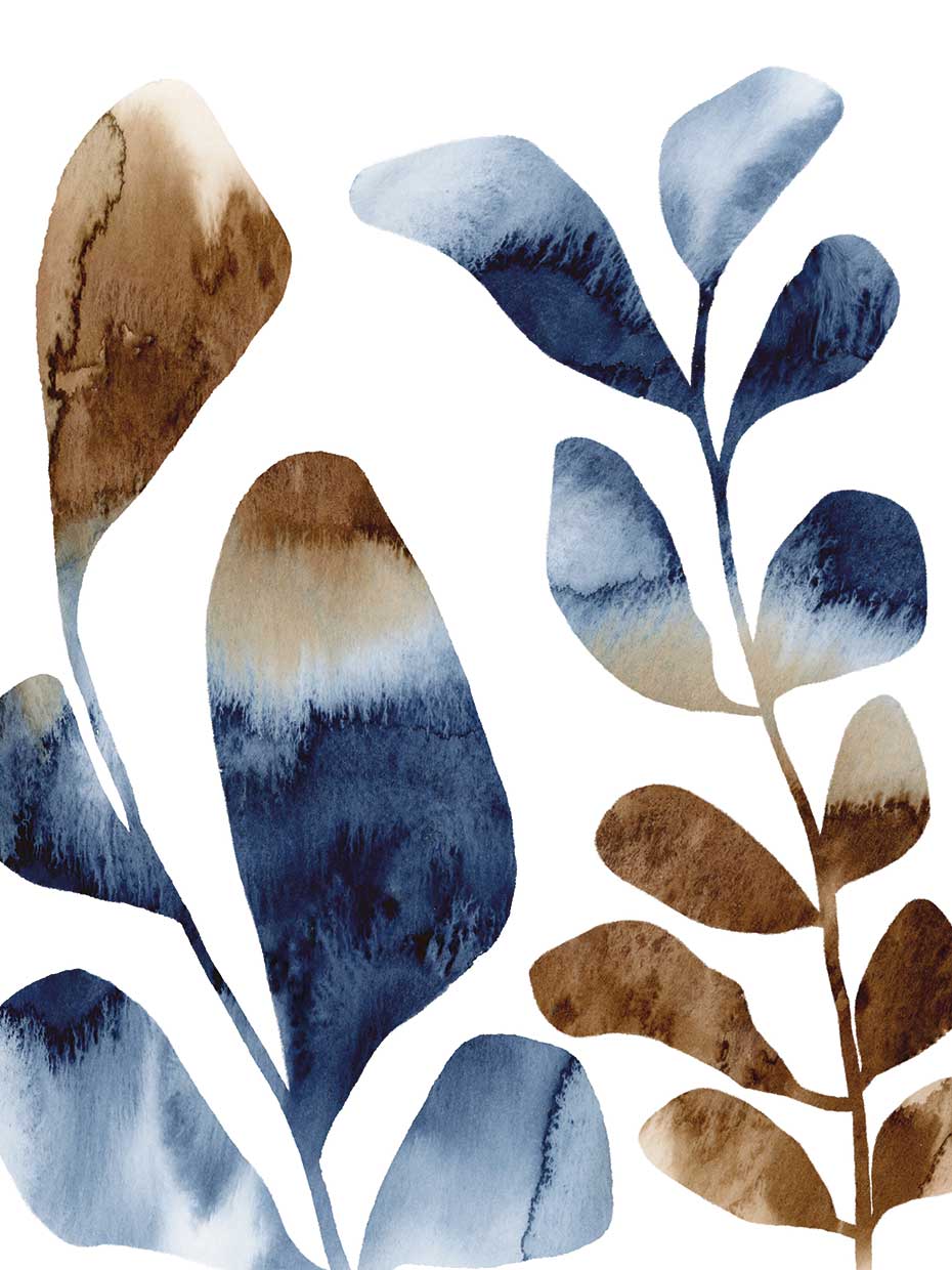 Watercolor Blue Brown 1