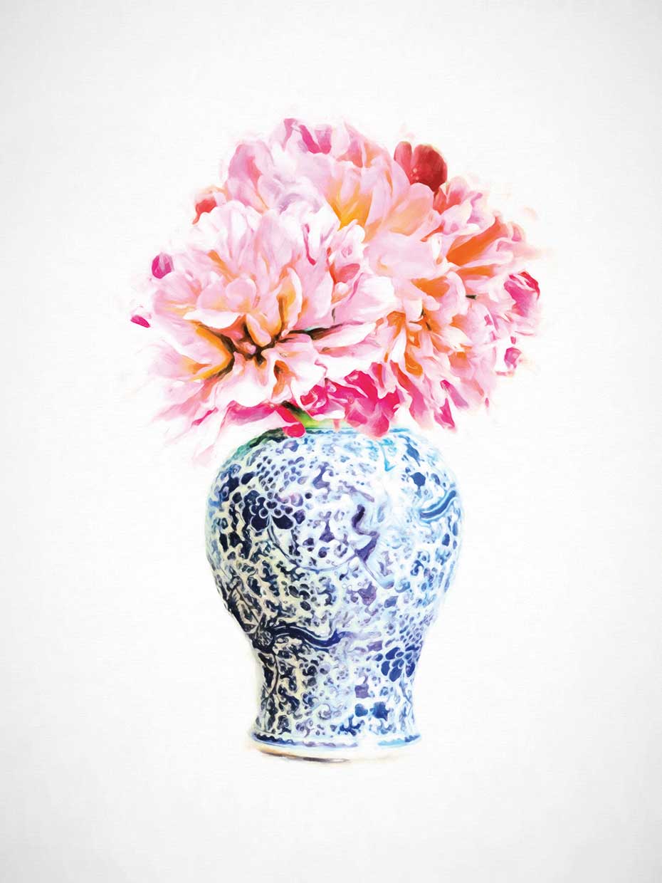 Peonies in Chinoiserie Vase Still Life