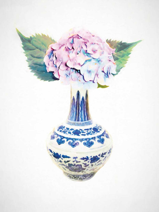 Hydrangea in Chinoiserie Vase Still Life 18x24 wall art Canvas Print