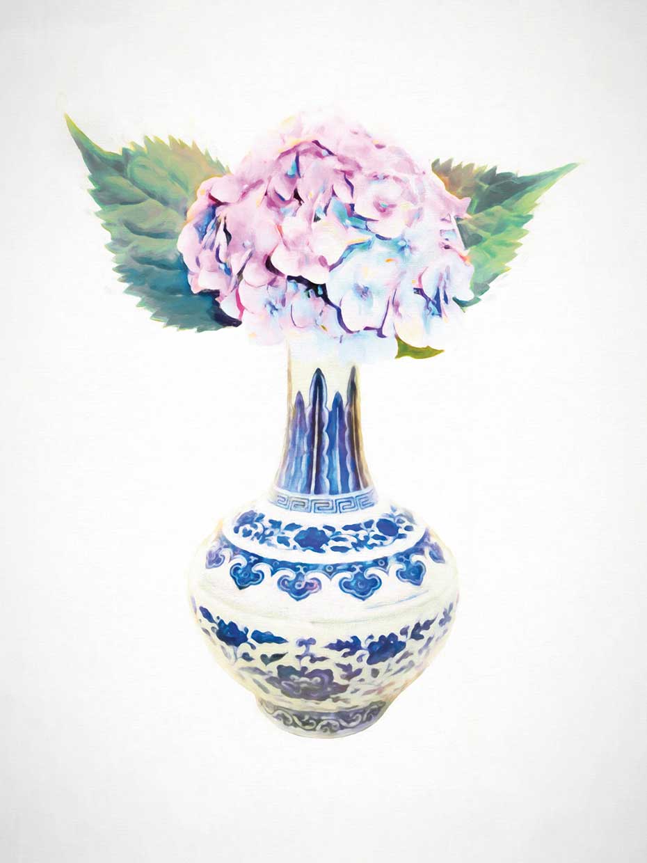 Hydrangea in Chinoiserie Vase Still Life