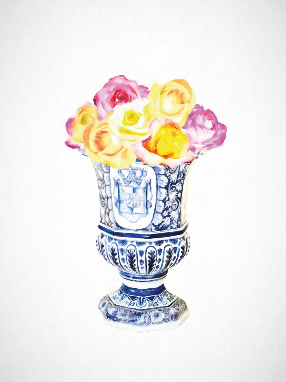 Roses in Chinoiserie Vase Still Life