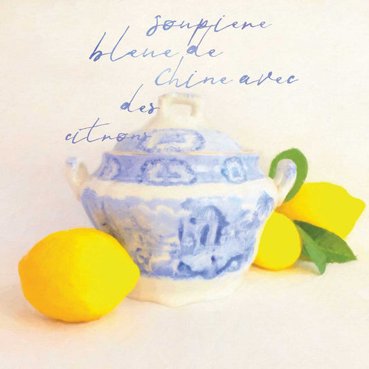 China Bleu Series Cup Soup Tureen with Lemons 24x24 Canvas Print