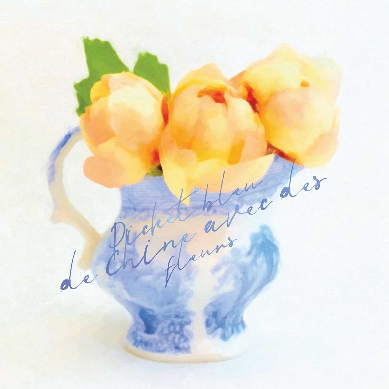 China Bleu Series Cup Pitcher with Blossoms